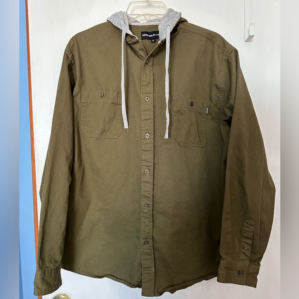 Men’s Cotton Molokai Shirt With Hood, XL - Fits like a Medium. - Picture 1 of 13